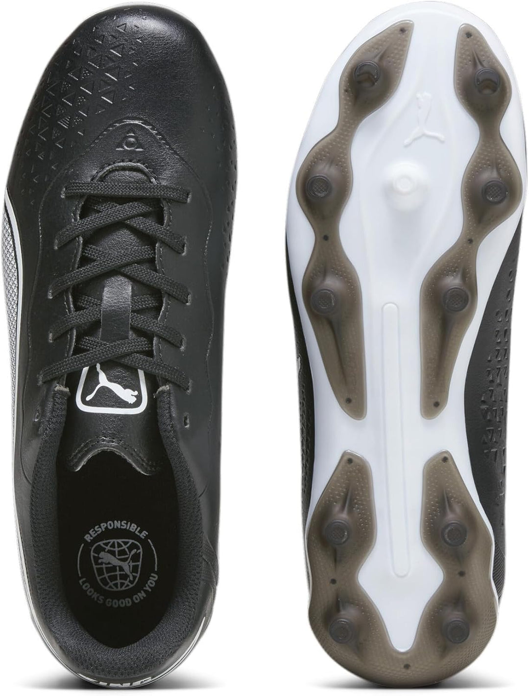 PUMA Unisex Kinder King Match Fg/Ag Jr Soccer Shoe 28 EU Black White, 28 EU Black White