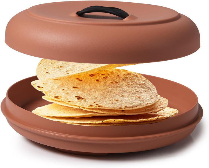 Dexas Strapazierfähiger mikrowellengeeigneter Tortilla-Wärmer XL, 24,1 cm, Terra-Cota-Farbe, perfekt