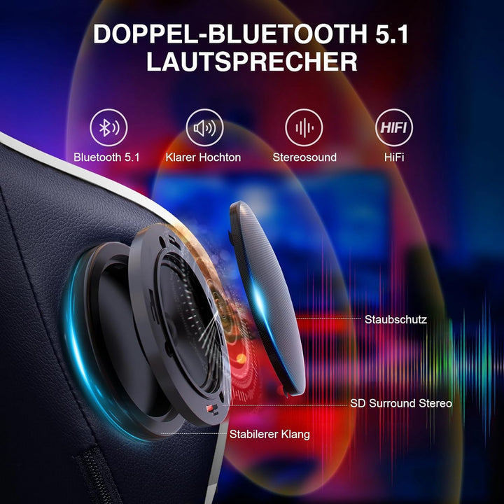 GTPLAYER Gaming Stuhl Gamer Stuhl mit Fussstütze Bluetooth Lautsprecher Ergonomischer Bürostuhl Comp