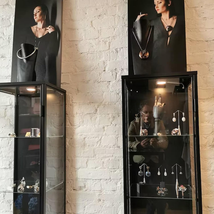 ART-CRAFT Halskettenständer Schmuckständer Halskettendisplay Schmuckbüste aus Holz schwarz 3er Set 2