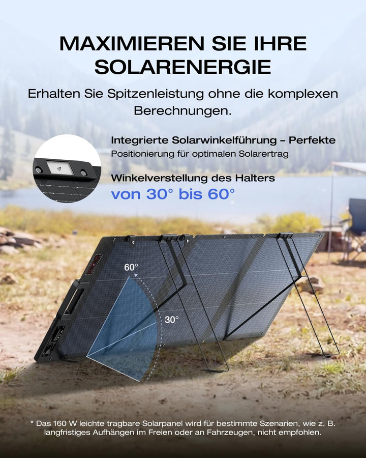 ECOFLOW 160W Solar Panel, Solarpanels Faltbar Solarmodul für Delta & RIVER Serie Tragbare Powerstati