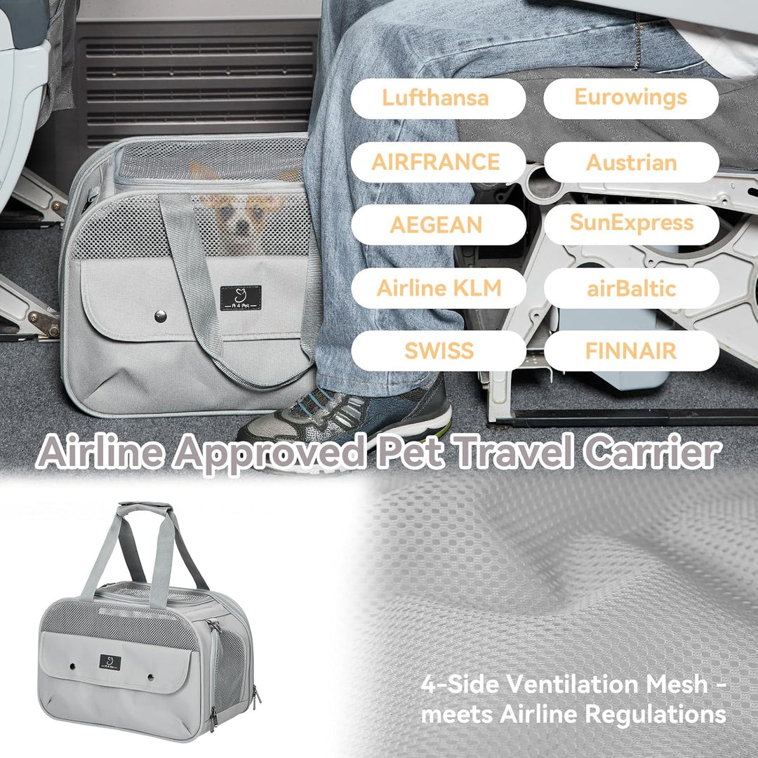 A 4 PET Transportbox Katze, Hundetasche Flugzeug für Kabine/Auto, Leicht Hunde Flugtasche mit Sicher