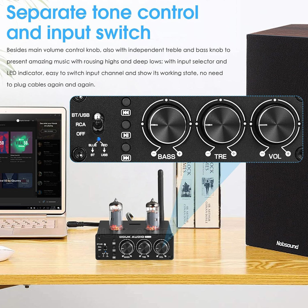 Douk Audio P6-mini HiFi Bluetooth Röhrenvorverstärker Mini Stereo Valve Vorverstärker Tube Preamp mi