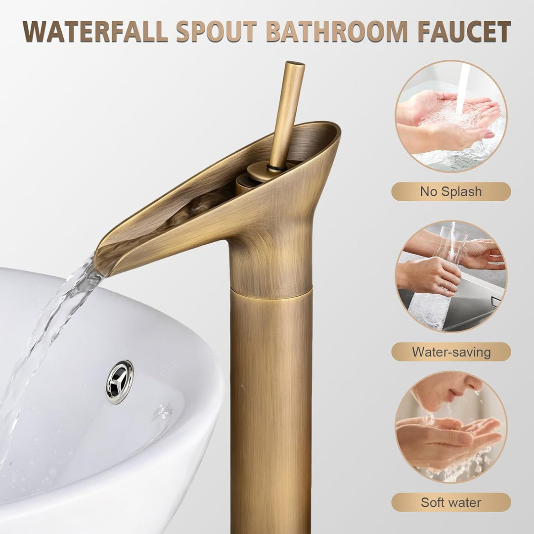 Hiendure® Einhebel- Mischbatterie Wasserhahn Armatur Waschtischarmatur Wasserfall Einhandmischer für