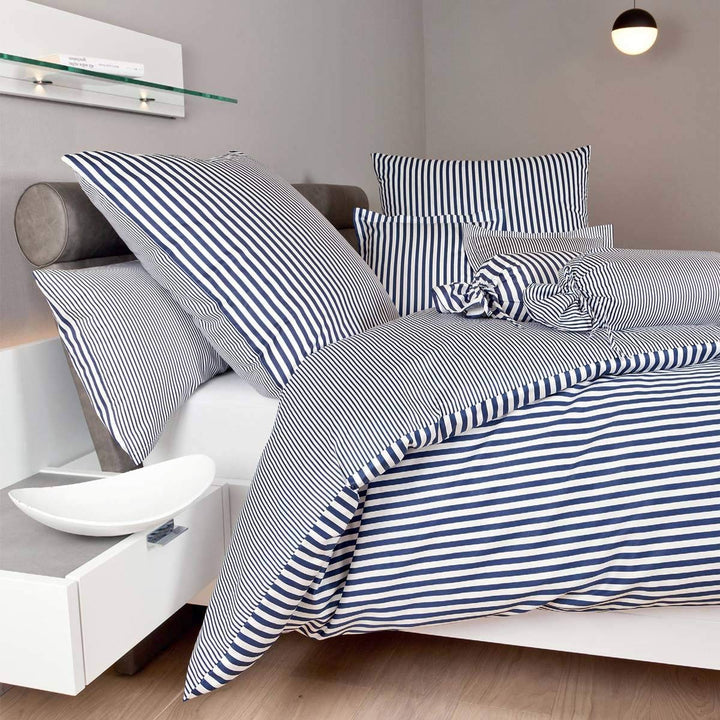 Janine Design Streifen-Bettwäsche modern Classic dunkelblau Bettbezug einzeln 135x200 cm