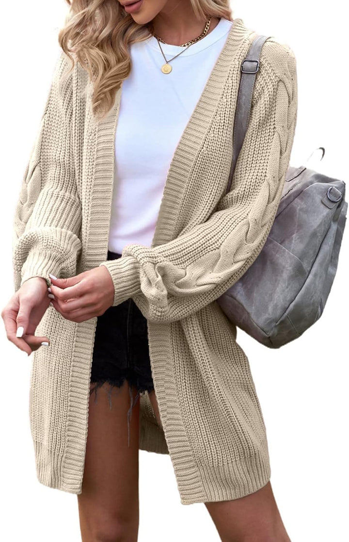 Maavoki Damen Lang Strickjacke Oversize Langarm Sweater Cardigan Casual Strickmantel Herbst Outerwea