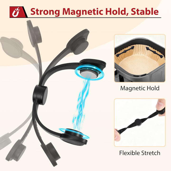 Alyvisun 8 Stück Magnete für Airfryer Backpapier, Wiederverwendbare Airfryer Magnete für Backpapier,