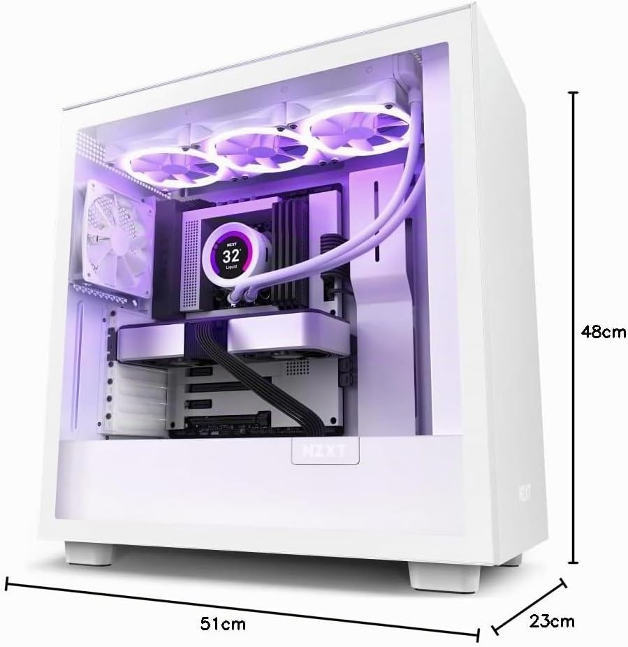 NZXT H7 ATX Mid Tower Chassis. White H7 Base Weiss