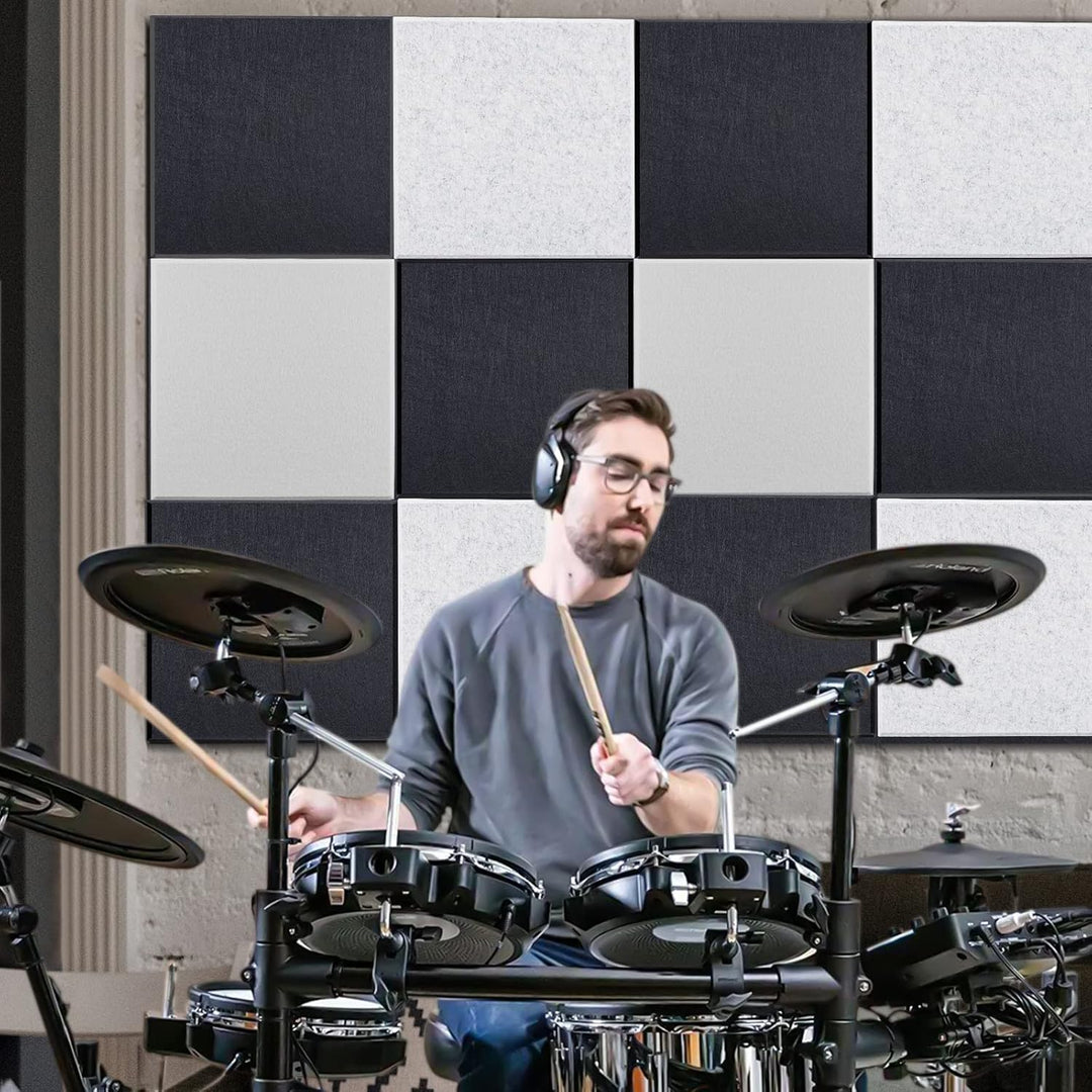 Akustikpaneele selbstklebend quadratisch 12St. JAMELO Akustikplatten aus Polyester zur Schalldämmung