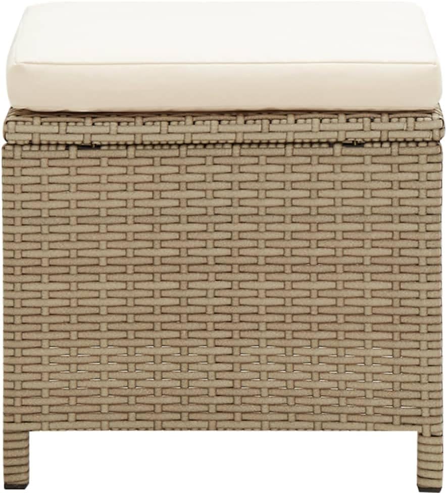 vidaXL 2X Gartenhocker mit Sitzkissen Sitzhocker Hocker Rattanhocker Gartenmöbel Fusshocker Garten B