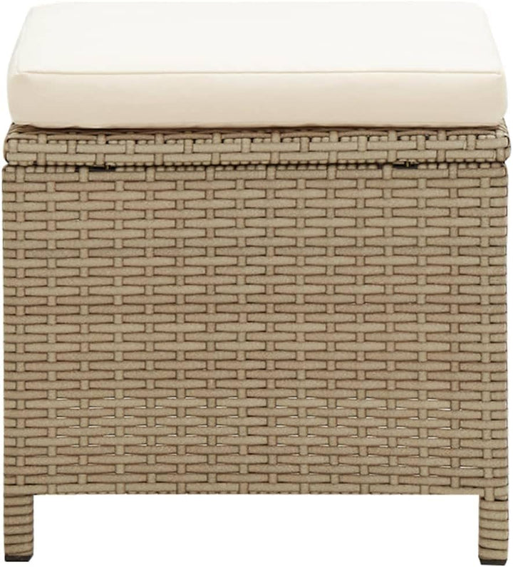 vidaXL 2X Gartenhocker mit Sitzkissen Sitzhocker Hocker Rattanhocker Gartenmöbel Fusshocker Garten B
