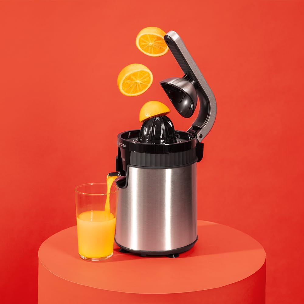Cecotec Elektrische Zitruspresse mit Arm für Orangen und Zitrusfrüchte Xqueeze RetroJuice 600 Steel.