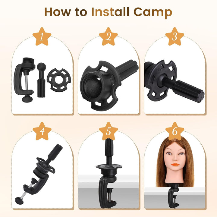 Yofuly 18 inch Trainingsköpfe für Friseure Übungskopf, 100% Echthaar Kosmetik Schaufensterpuppenkopf