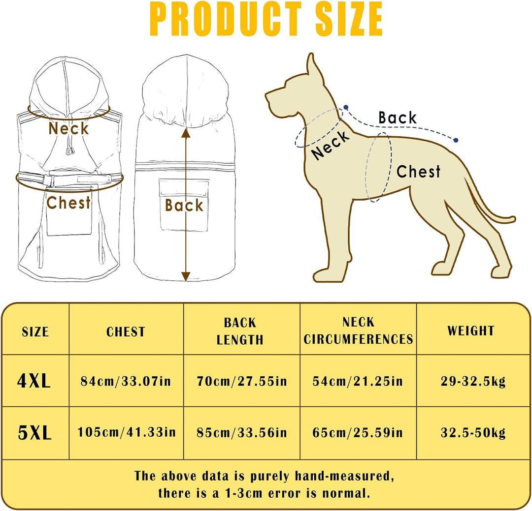 Regenmantel für Hunde, SilverChry Regenjacke für Hunde, Wasserdicht mit Kapuze, Atmungsaktiv, Wasser