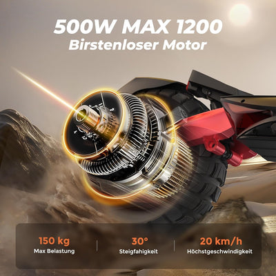 E Scooter mit Strassenzulassung, 80-100 KM Reichweite, 48V 15Ah, 10 Zoll Offroad Luftreifen, ABE Ele