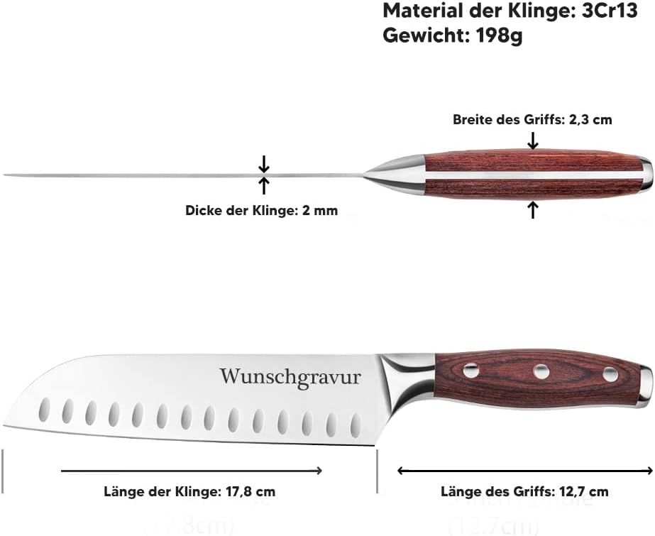 polar-effekt Kochmesser mit Gravur - Küchenmesser aus Japanstahl VS Kobe – Personalisiertes Fleischm