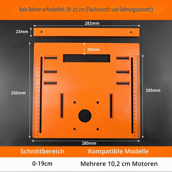 Kreissägen Grundplatte 28 x 25 cm Schnittkreissägenführung Aluminium Frästisch Einlegeplatte Tischfr