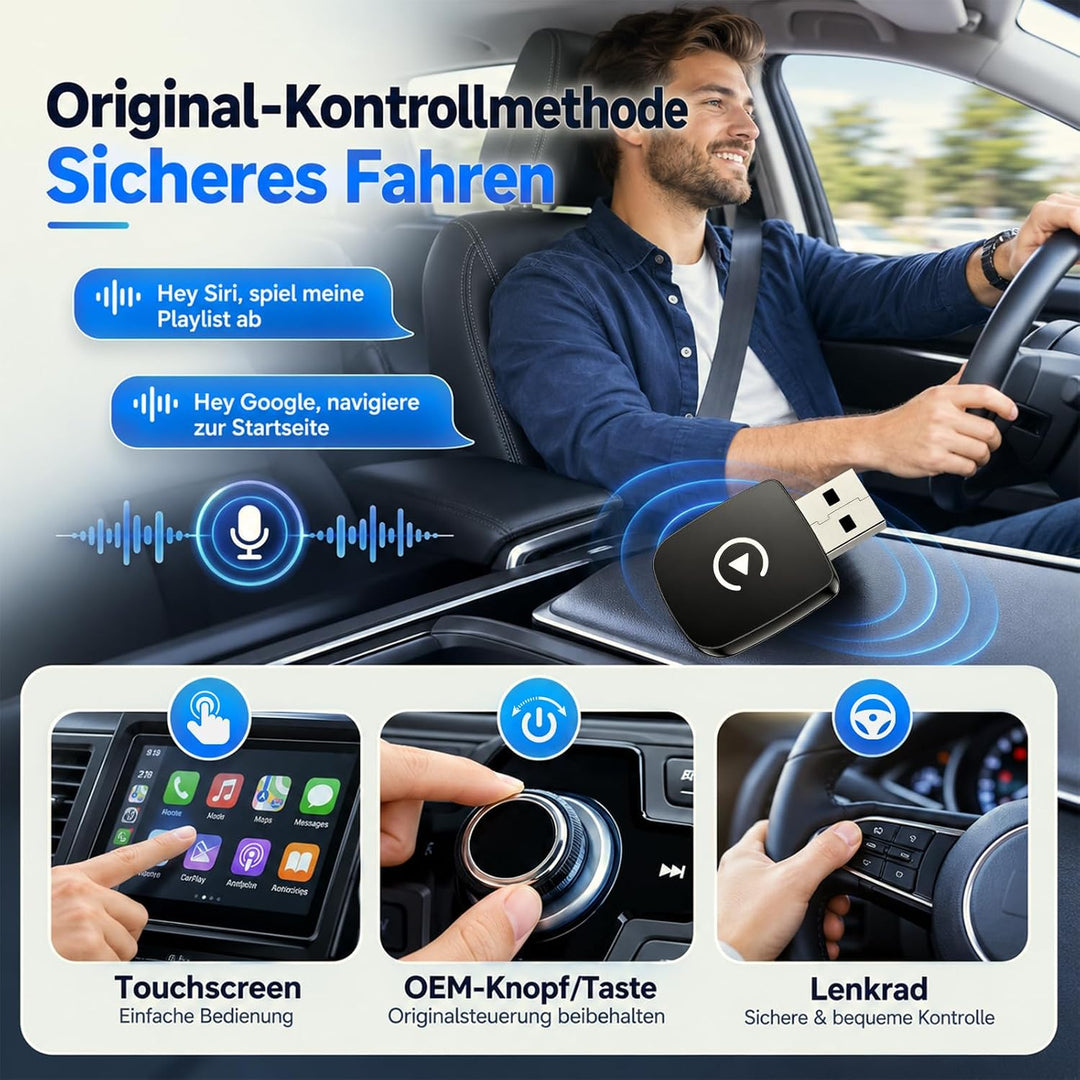 2 in 1 CarPlay &amp; Android Auto Wireless Adapter Kabellos, neuestes Modell 2026, Dualband WiFi 6 Bluet