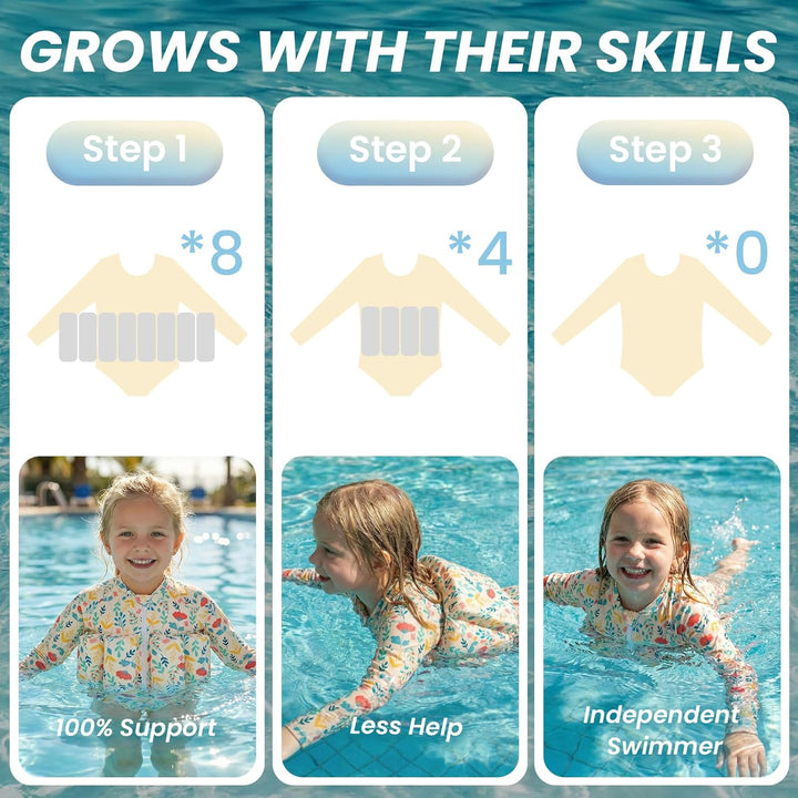 Badeanzug Baby Mädchen mit Floatation Kleinkind Schwimmtraining Hilfe Schwimmende Badeanzug Langarm