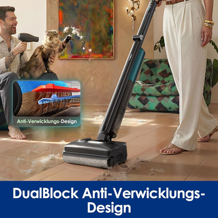 Tineco Floor One i7 Fold Nass-Trockensauger – 22000 Pa Saugkraft Anti-Haar-Verwicklung, 180° Faltbar