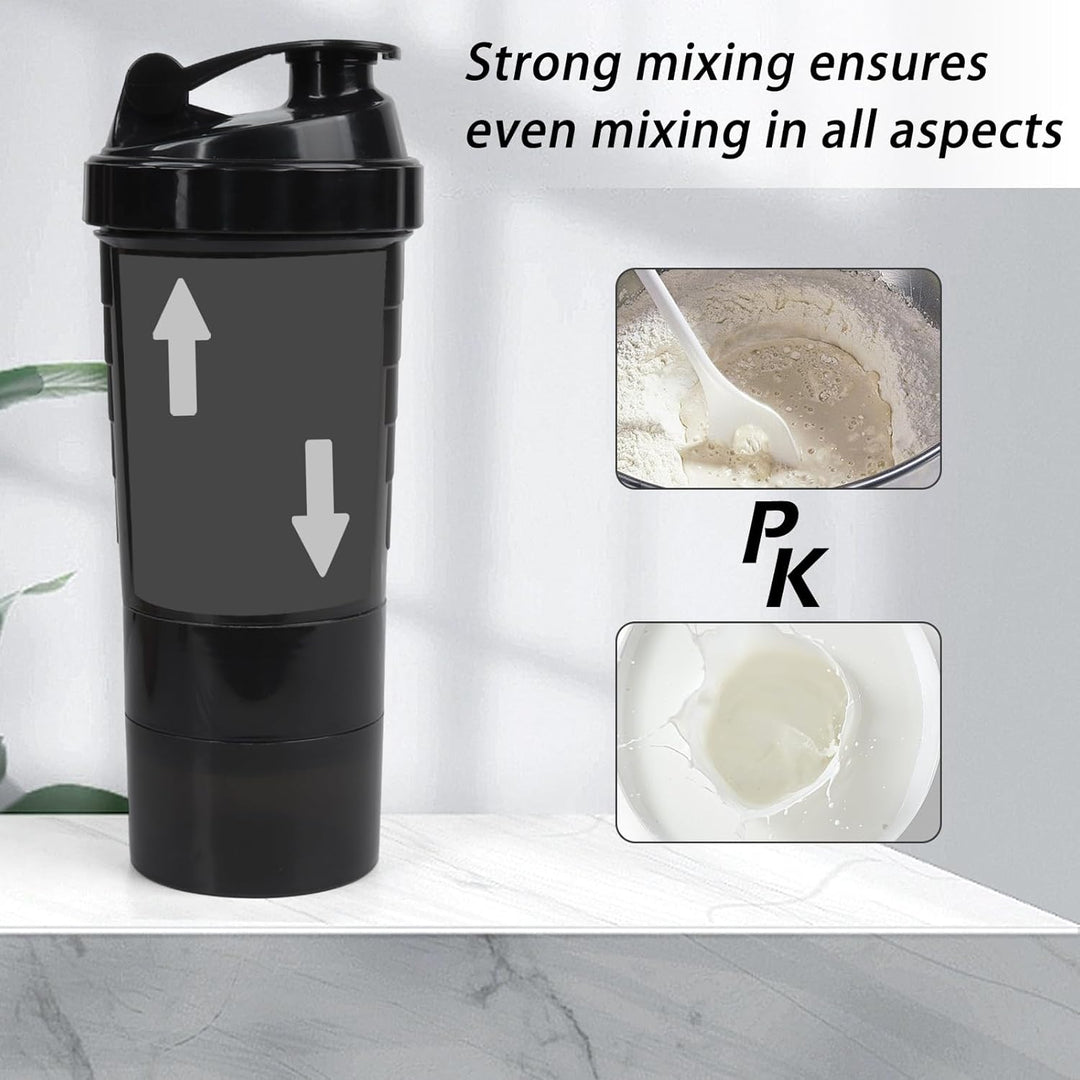 Shaker-Flasche – Protein-Shaker-Becher mit Aufbewahrungsfächern – auslaufsichere Workout-Shake-Flasc
