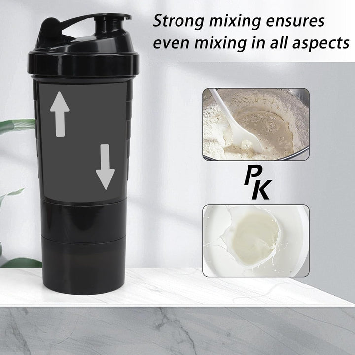 Shaker-Flasche – Protein-Shaker-Becher mit Aufbewahrungsfächern – auslaufsichere Workout-Shake-Flasc