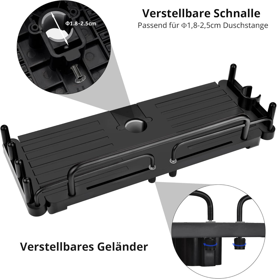 Duschablage Ohne Bohren Teleskopisch 32-48cm, Duschablage zum hängen Badezimmer Organizer, Duschrega