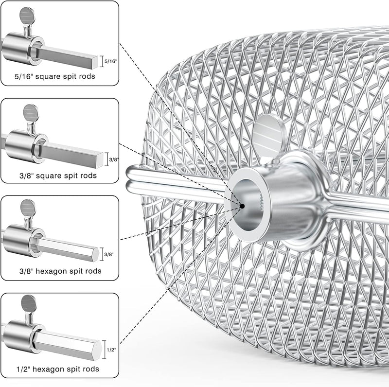 Onlyfire Universal Edelstahl Grillkorb für Drehspiess, Grillrondell für Grillspiess, Grillspiesskorb