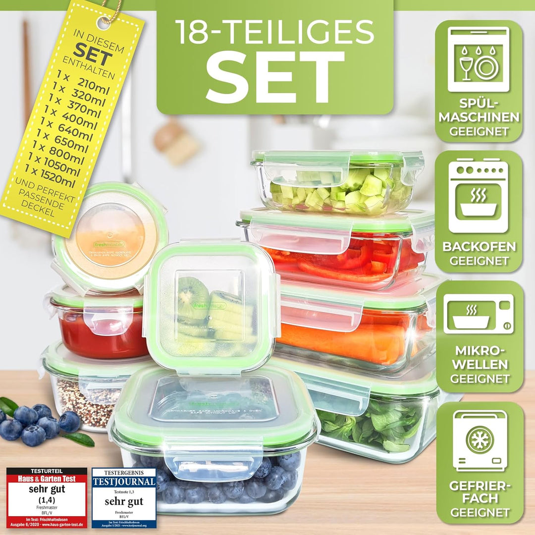 Fresh Master Frischhaltedose Glas Set - Testurteil: SEHR GUT - 100% auslaufsichere + luftdichte Vorr