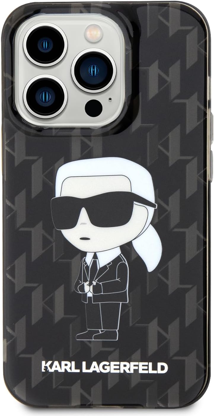 CG MOBILE Karl Lagerfeld IKonIK Monogramm Hard Case Für iPhone 15 Pro Max (Schwarz), Schwarz
