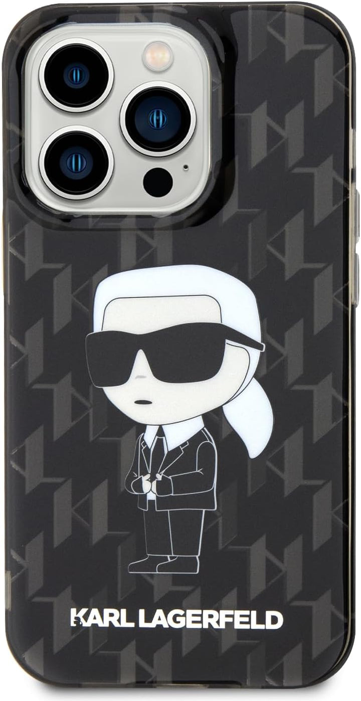 CG MOBILE Karl Lagerfeld IKonIK Monogramm Hard Case Für iPhone 15 Pro Max (Schwarz), Schwarz