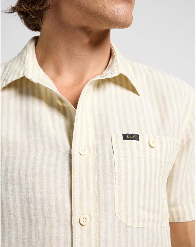 Lee Herren Ss Leesure Shirt, S Pioneer Ecru