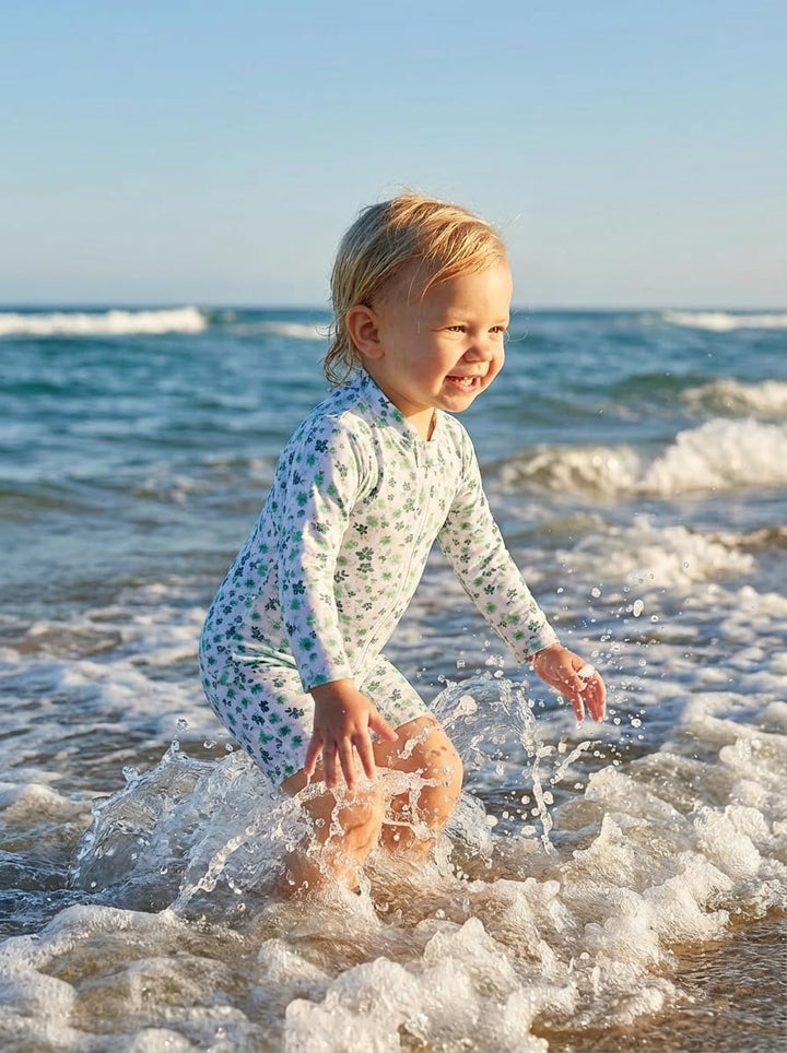 BONVERANO Baby Mädchen Recycelter Badeanzug mit einem durchgehendem Reissverschluss UV-Schutz 50+ 18