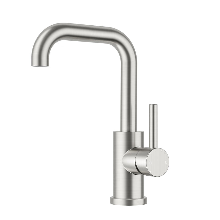 FORIOUS Wasserhahn Bad Hoch 360° Drehbar, Edelstahl Waschtischarmatur Hoch mit Warm/Kaltwasser Misch