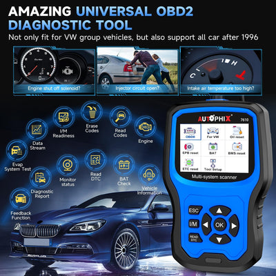 AUTOPHIX 7610 Elite Vollsysteme OBD2 Diagnosegerät Kompatibel mit VW Automotive Full Functions OBD2