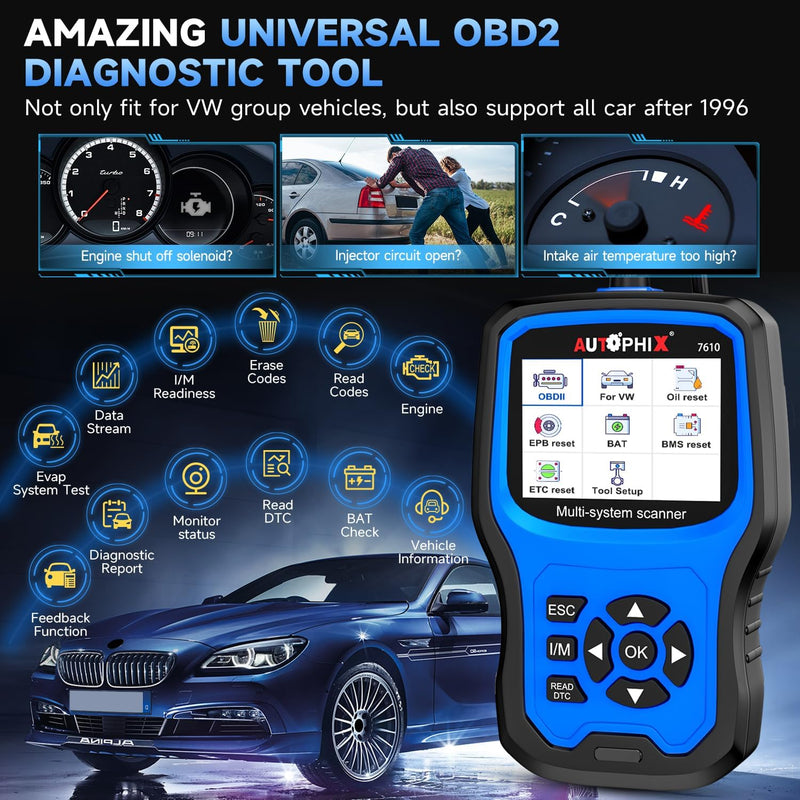 AUTOPHIX 7610 Elite Vollsysteme OBD2 Diagnosegerät Kompatibel mit VW Automotive Full Functions OBD2