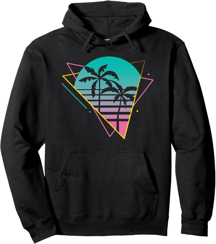 80er Jahre Retro Palmen Sonnenuntergang Pullover Hoodie