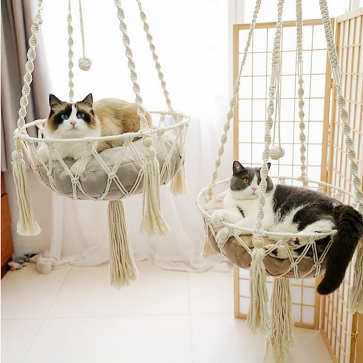 Nicoone Katze Hängematte,Baumwolle Katzenschaukelbett,Hängen Fenster Hängematte Bett Stricken Hängen