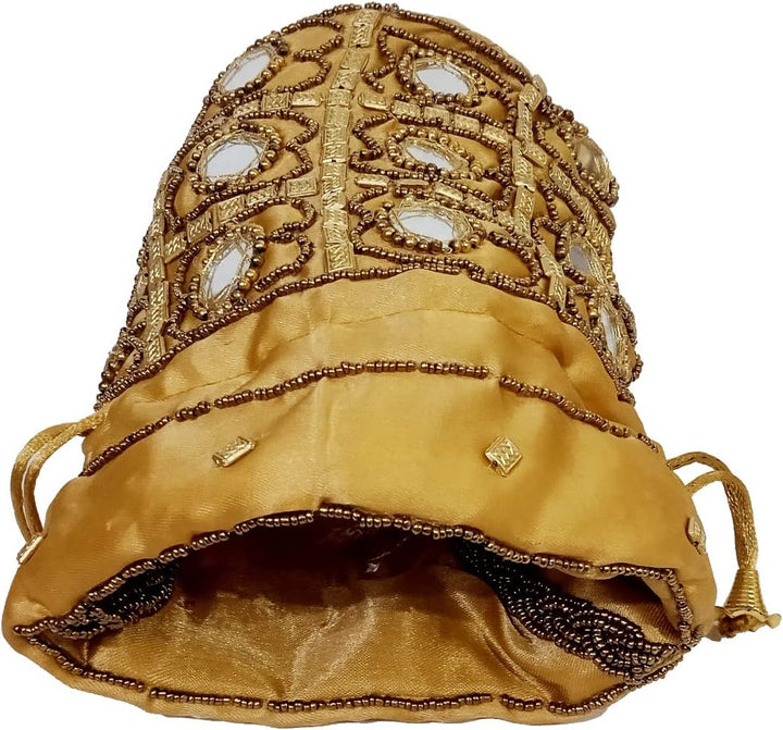 Purpledip Potli Bags Drawstring Purse (Potli02$) Einheitsgrösse Gold, Einheitsgröße Gold