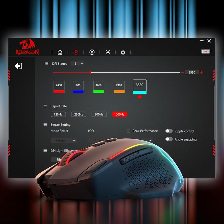 Redragon M810 MAX 3-Modus-Funk-Gaming-Maus, 12000 DPI kabelgebundene/kabellose RGB-Maus mit Schnellf