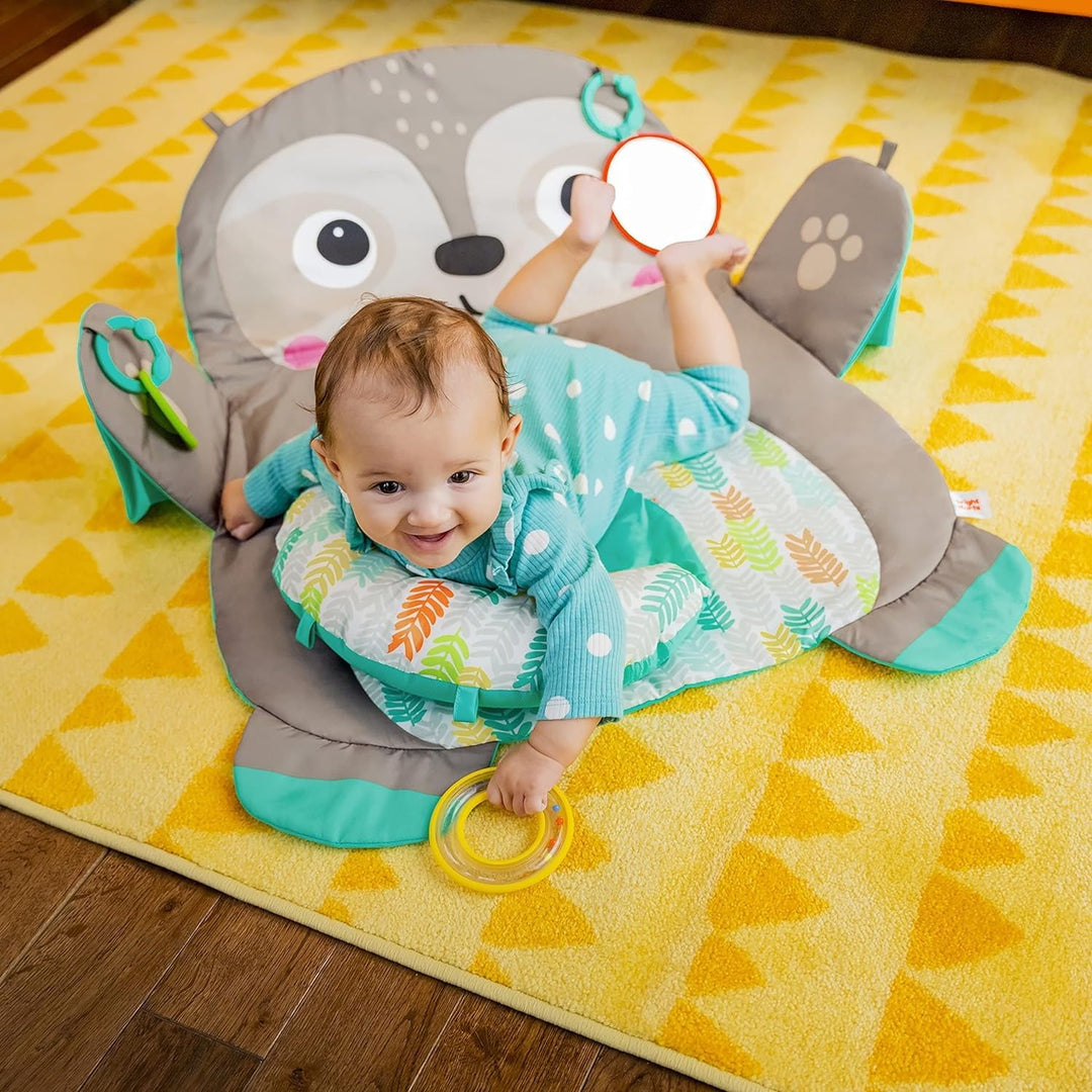 Bright Starts, Tummy Time Prop & Play Oversized Baby Activity Gym, Large Playmat, 4 Removable Toys a