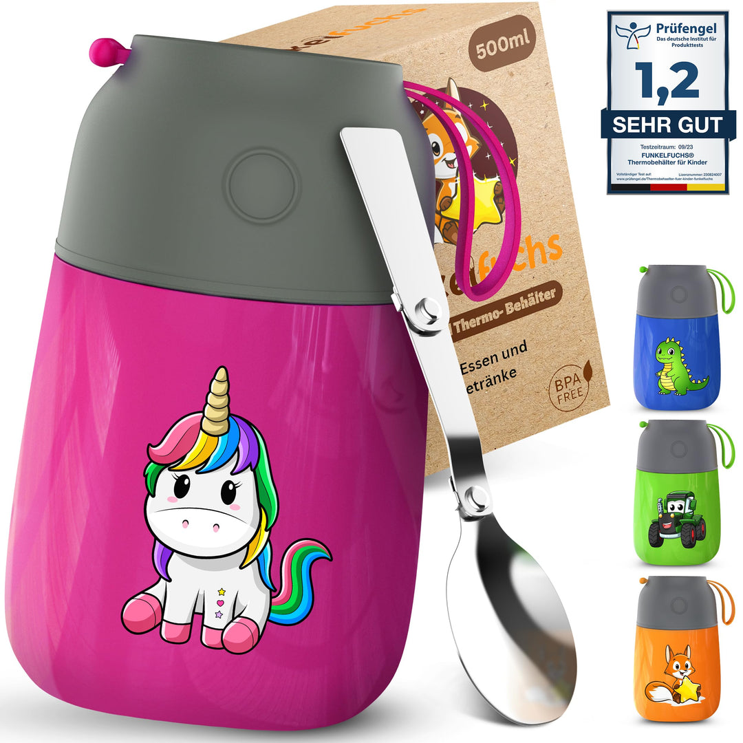 Thermobehälter für Essen Kinder – 500ml – 100% auslaufsicher - Warmhaltebehälter Essen Edelstahl – T