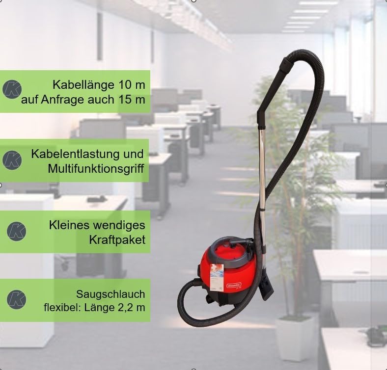 Cleanfix S10 Plus Staubsauger 850 Watt - Staubsauger mit Kabel (10m) rot, Trockensauger