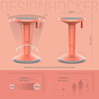 Interstuhl UPis1 - ergonomischer Sitzhocker mit Schwingeffekt - höhenverstellbar - Hocker mit rutsch