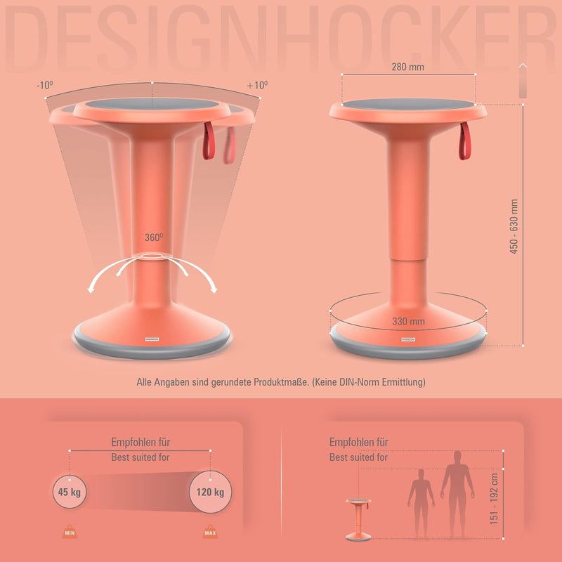 Interstuhl UPis1 - ergonomischer Sitzhocker mit Schwingeffekt - höhenverstellbar - Hocker mit rutsch