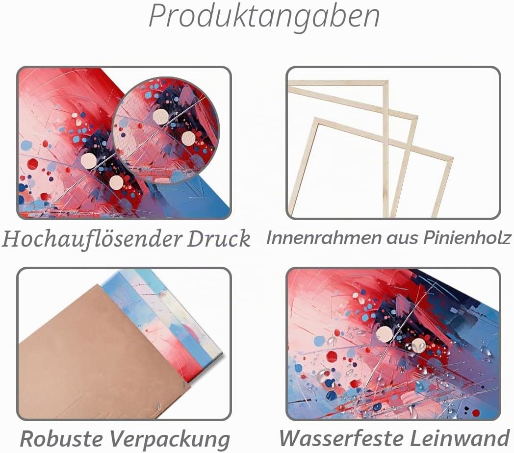 Piy Painting Abstraktes Gemälde Auf Leinwand, Abstraktes Leinwandbild, Rosa Blau Leinwand Wandbilder