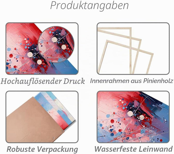 Piy Painting Abstraktes Gemälde Auf Leinwand, Abstraktes Leinwandbild, Rosa Blau Leinwand Wandbilder