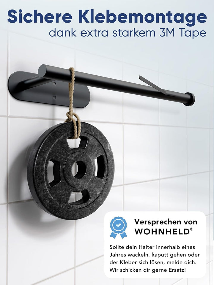 WOHNHELD® Küchenrollenhalter ohne Bohren [Mit Abroll-Bremse] für einhändiges Abreissen - Edelstahl s