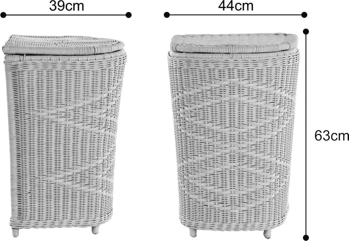 Edle Rattan Wäschetonne Wäschekorb mit Deckel Korb Aufbewahrung für Wäsche mit Inlett Wäschesammler