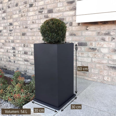 VIVANNO Pflanzkübel Blumenkübel Übertopf Säule Fiberglas Anthrazit Block 60x30x30 Anthrazit Matt 60x